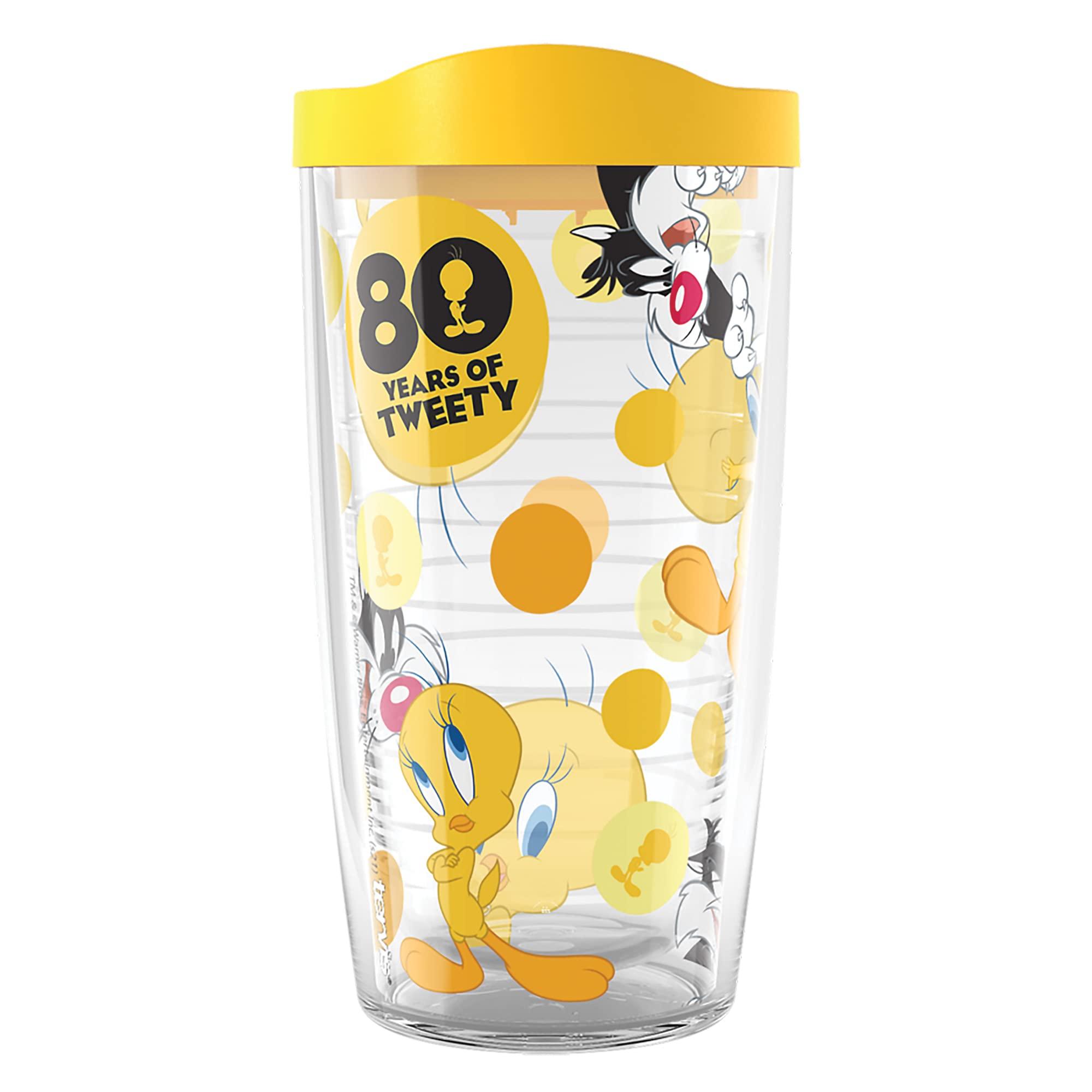 Tervis Tervis Warner Brothers Tweety 80th Anniversary Made in USA Double Walled Insulated Tumbler Travel Cup Keeps Drinks Cold & Hot, 16oz, Classic
