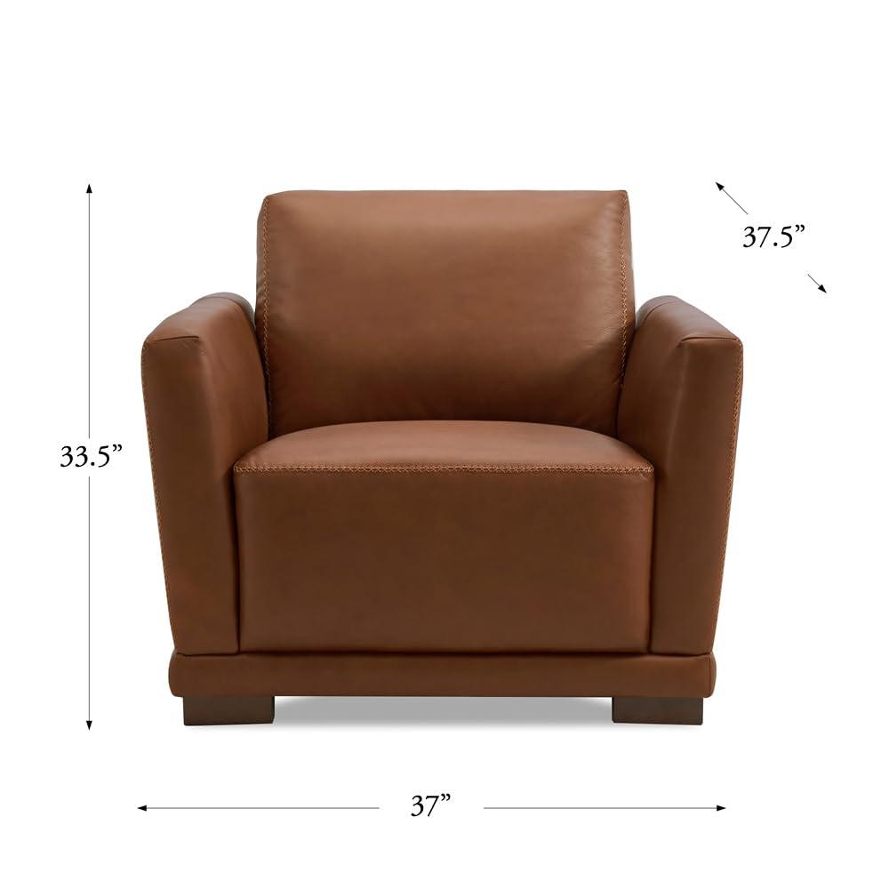 Hydeline Hydeline Mary Top Grain Leather Chair, Cinnamon Brown, Memory Foam and Pocket Coils