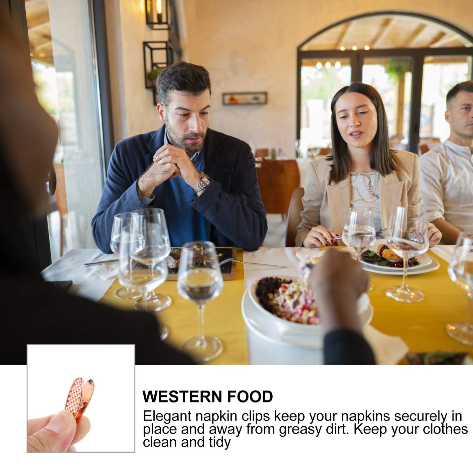 VAKUUM VAKUUM Serviette Neck Chain 5pcs Napkin Clips Bib Holder Clips Metal Towel Apron Bib Chain Clips for Adult and Elderly Dinner Supplies Dental Bib Clips
