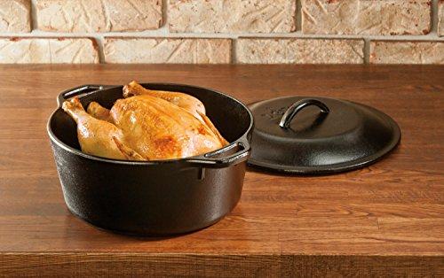 Lodge Lodge L8DOL3HH41PLT Cast Iron Dutch Oven with Handle Holders, 5 quart, Black/Red