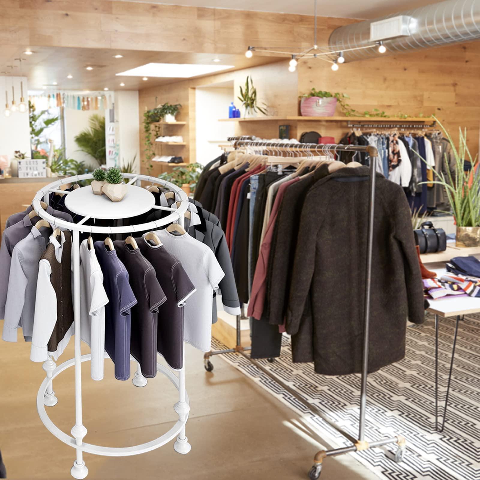 SPTZQURY SPTZQURY Round Garment Rack, Floor Standing Iron clothes Hanging Rack with Topper, Suitable for Large Shopping Malls Retail, Clothes Boutique Display Laundry Rooms Multi-Purpose Hanging (WHITE)