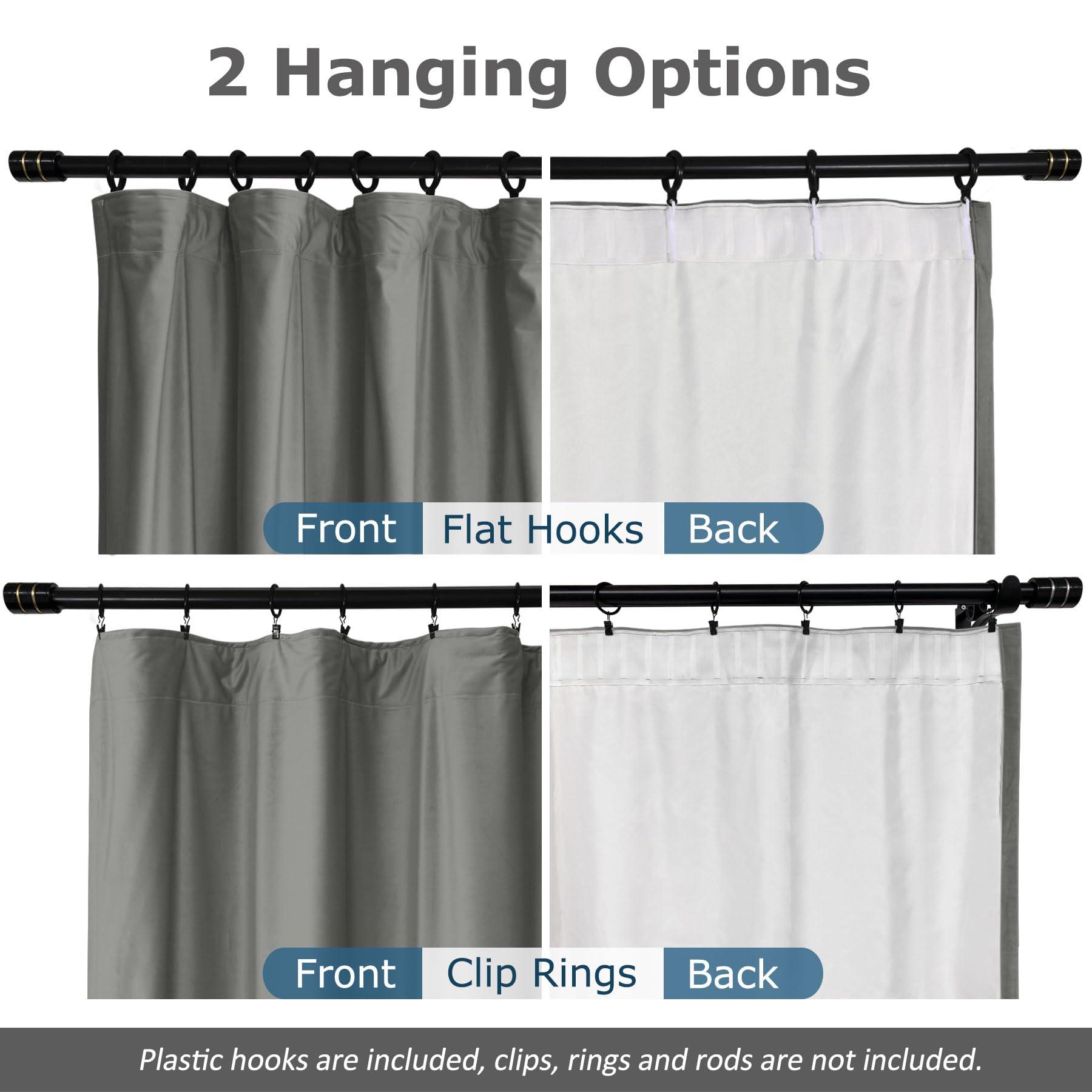 Frelement Frelement 250 Inches Extra Wide Curtains Luxury Velvet Blackout Curtains Insulated Drapes for Movie Theater Room Divider Drapes Privacy Flat Hooks Drapes, 250" W x 102" L, 2 Panels, Grey