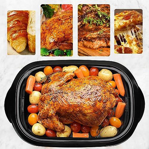 Kiss the Water 24 Quart Electric Roaster Oven with Visible & Self-Basting Lid, Large Turkey Roaster with Defrost Warm Function, Adjustable Temperature, Removable Pan Rack, Stainless Steel