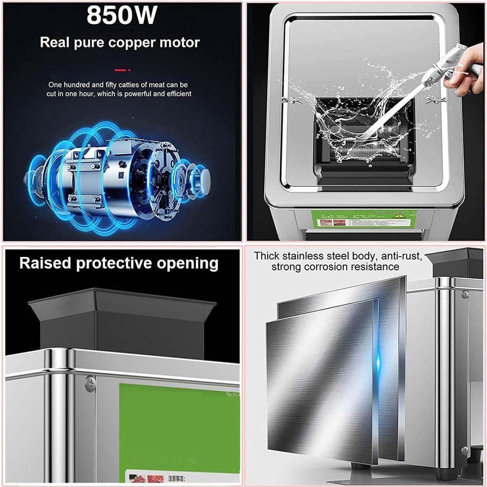 aromaoveite Meat Cutter Cutting Machine | 2.5mm -21mm Cube Shredded Meat 330LB/H 850W Home&Commercial Electric Stainless Steel Chicken Fish Beef Meat Vegetable Slicer,10mm