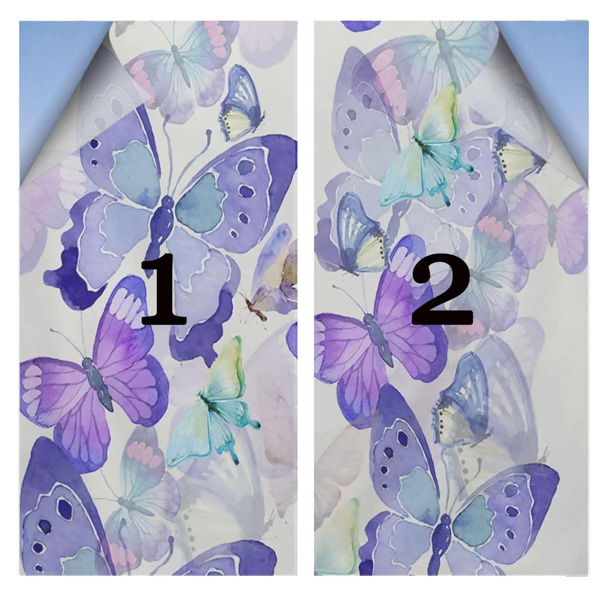 HomeLoft Basics Frosted Privacy Window Film No Glue Glass Door Film Stained Glass Window Tint Static Cling Heat Control Anti UV Freehand Butterfly Multicolor 29.5Wx78.7L-inch x2 Pcs
