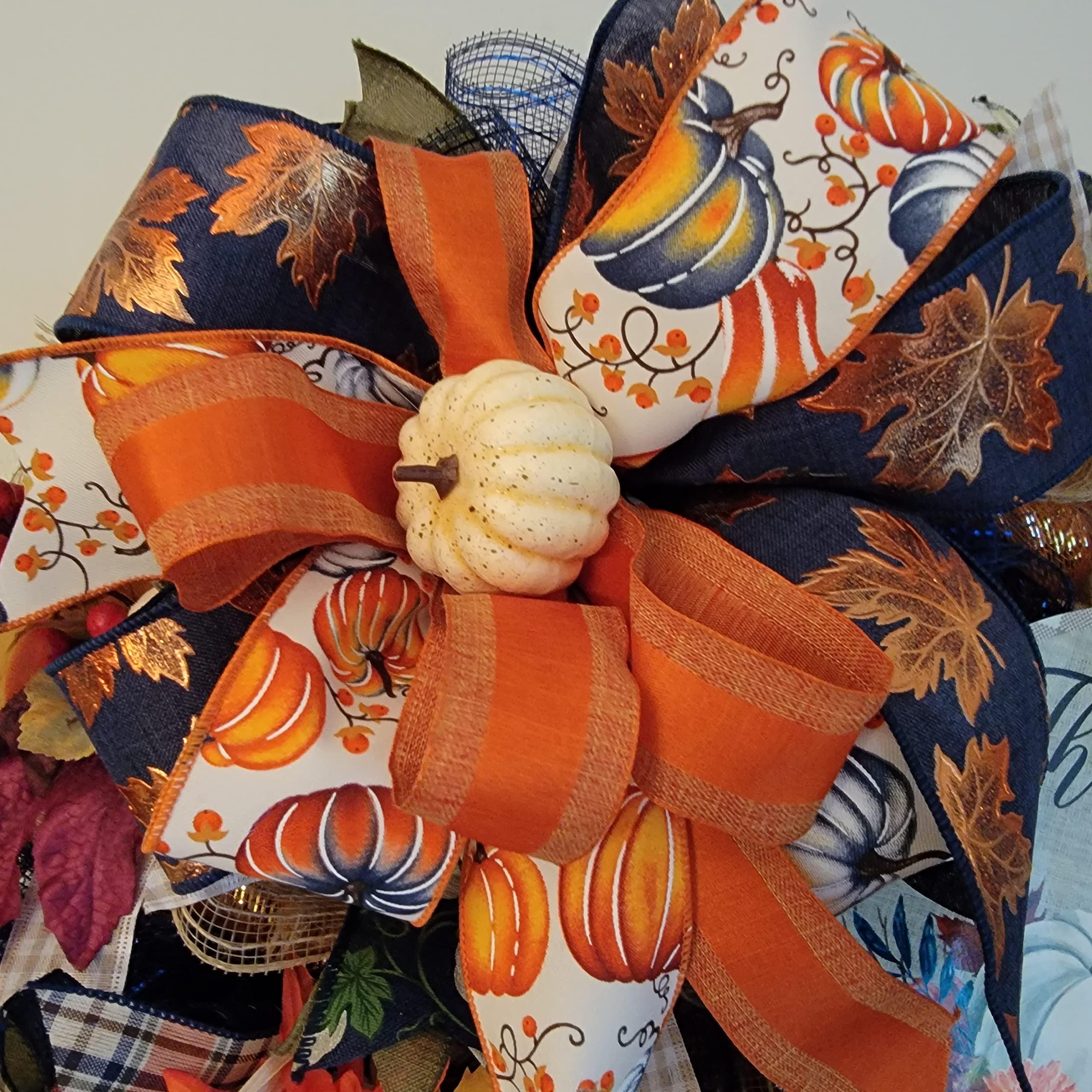Generic Fall Deco Mesh Wreath, Thanksgiving Wreath