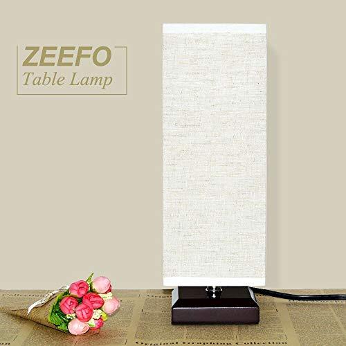 ZEEFO ZEEFO Bedside Table Lamp, Retro Style Solid Wood Base Table Lamps with Fabric Shade Nightstand Mini Desk Lamps for Bedroom, Living Room, Bookcase (Square)