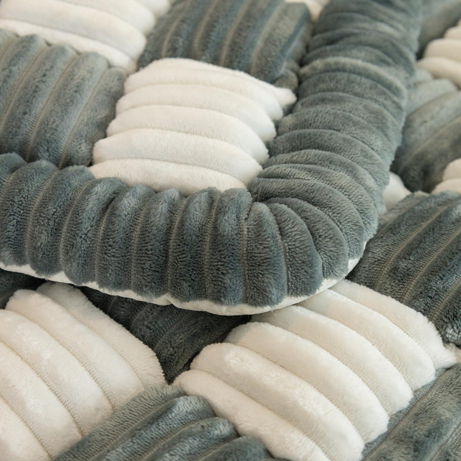 DECHEENG DECHEENG Funny Couch Cover Magic Sofa Cover, Fuzzy Waterproof Couch Cover for Dogs, Plaid Cream-Coloured Large Plaid Square Pet Mat, Bed Couch Cover Tatami Mat