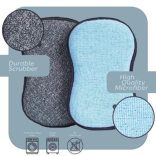 SCRUBIT Multi-Purpose Sponges Kitchen by Scrub-it - Non-Scratch Microfiber sponges for Cleaning, Along with Heavy Duty Scrubbing Power - Reusable Dish Sponge for Dishes, Pots and Pans (6 Pack, Small)