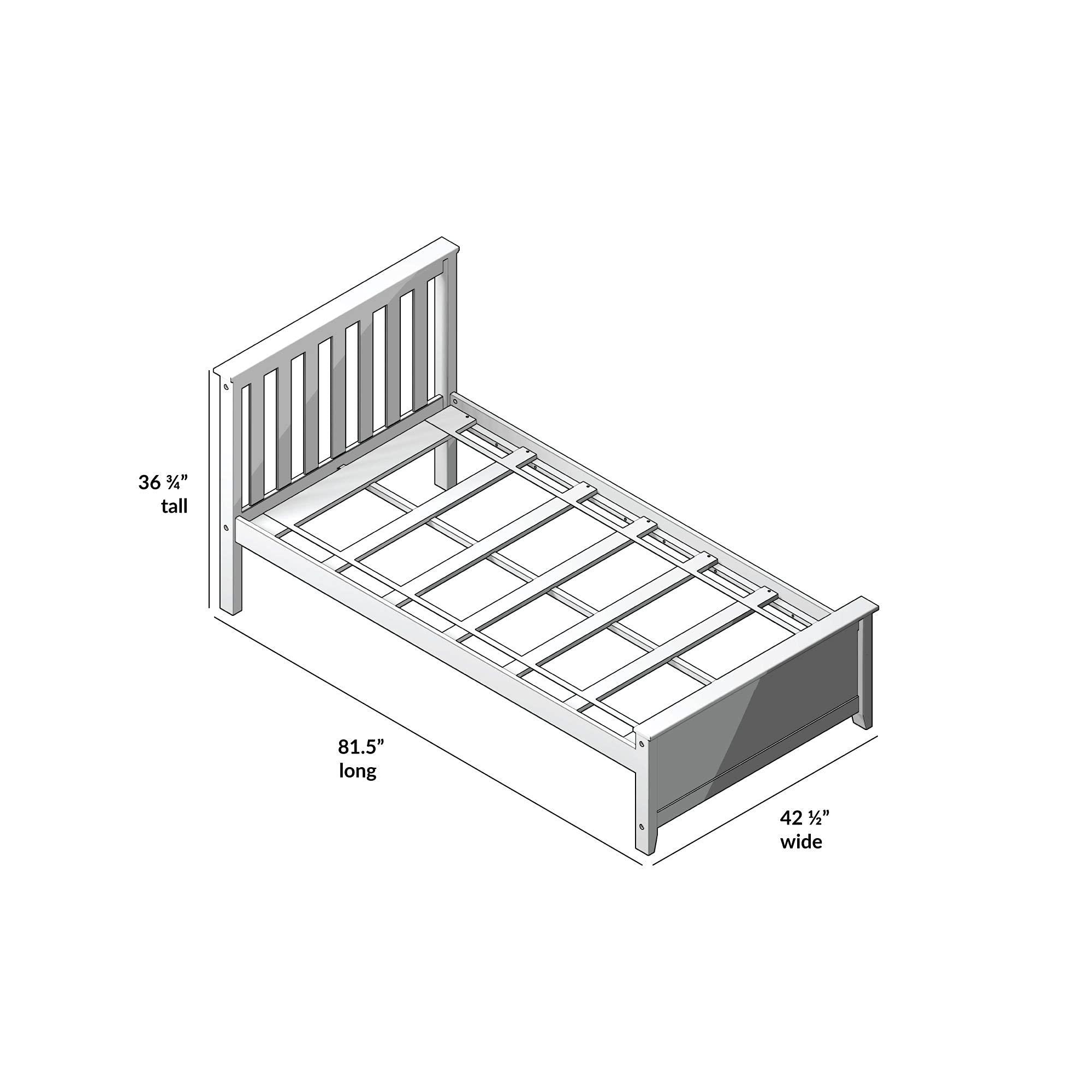 Max & Lily Max & Lily Twin Bed, Bed Frame with Headboard For Kids with 1 Guard Rail, Slatted, Clay