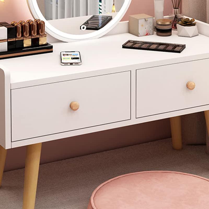 LITFAD LITFAD Modern Makeup Vanity Standing Vanity Set with Drawer Bedroom Wood Dressing Table - Makeup Vanity & Mirror with LED Light White 24" L x 16" W x 24" H