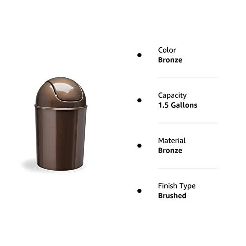 Umbra Umbra Mini Waste Can 1-1/2 Gallon with Swing Lid, Bronze, Grey/Steel