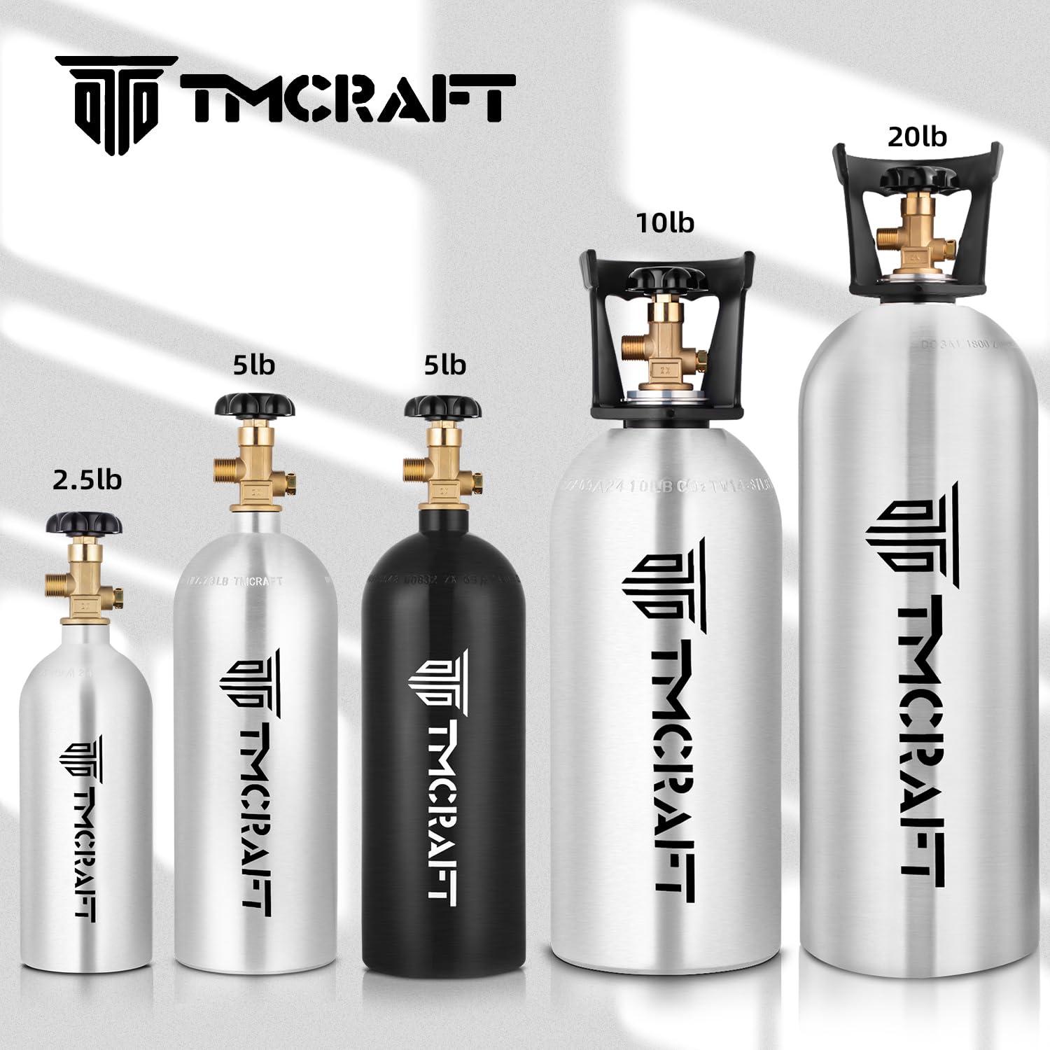 TMCRAFT TMCRAFT 10lb CO2 Tank, High Strength Aluminum Alloy Cylinder with CGA-320 Valve, DOT Approved Cylinder for Kegerator kit and Draft Beer Dispensing