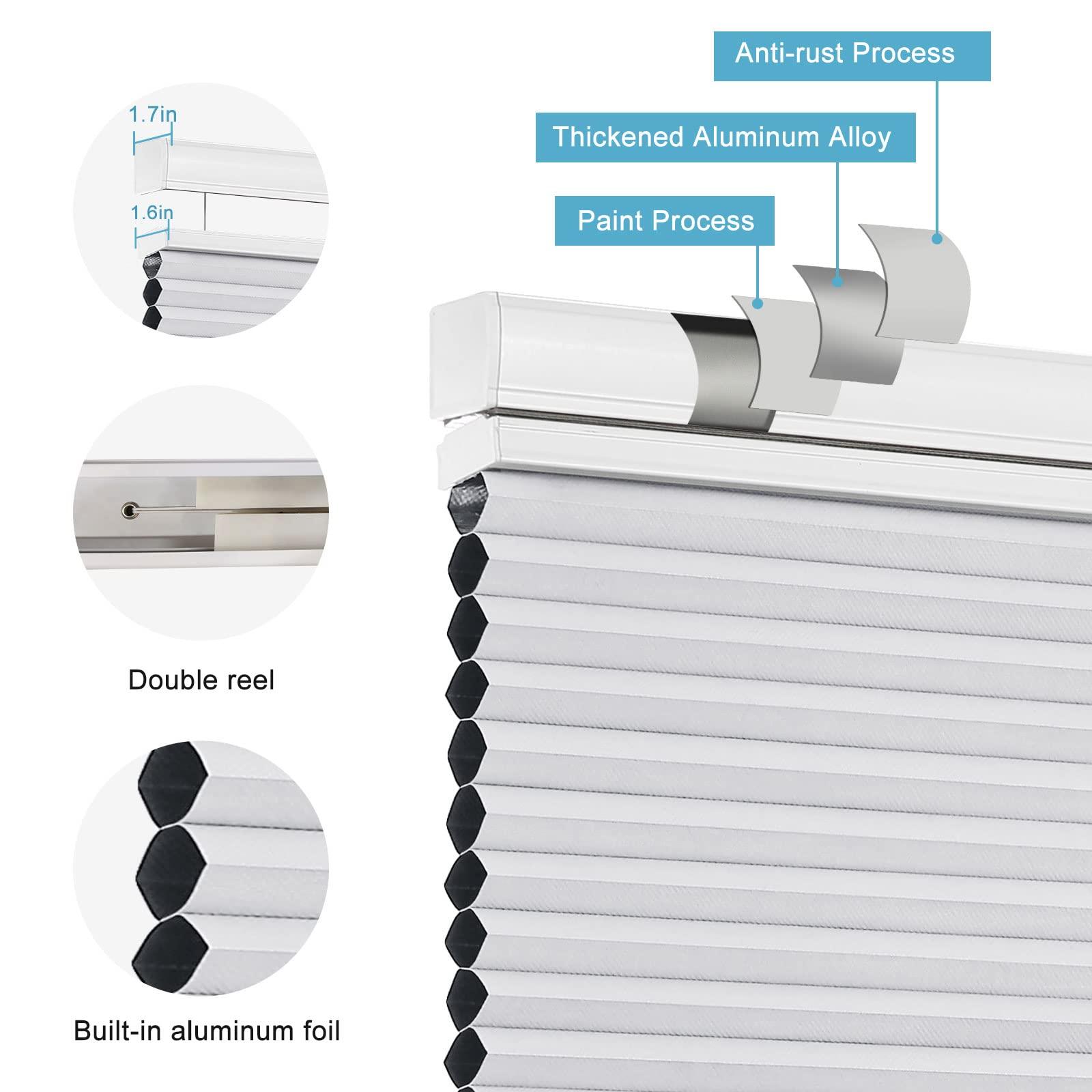 MYshade MYshade Top Down Bottom Up Cordless Cellular Shades Blackout Blinds for Indoor Windows - Room Darkening Window Blinds & Shades - Easy to Install - 39" W x 72" H (White)