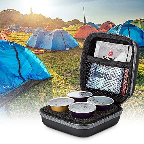 ROMAUNT Protective Carrying Case For Nespresso & Compatible Capsules Portable Espresso Maker Coffee Pod Holder PU Material Hard Shell Portable Grey(Holds 4 Pods)