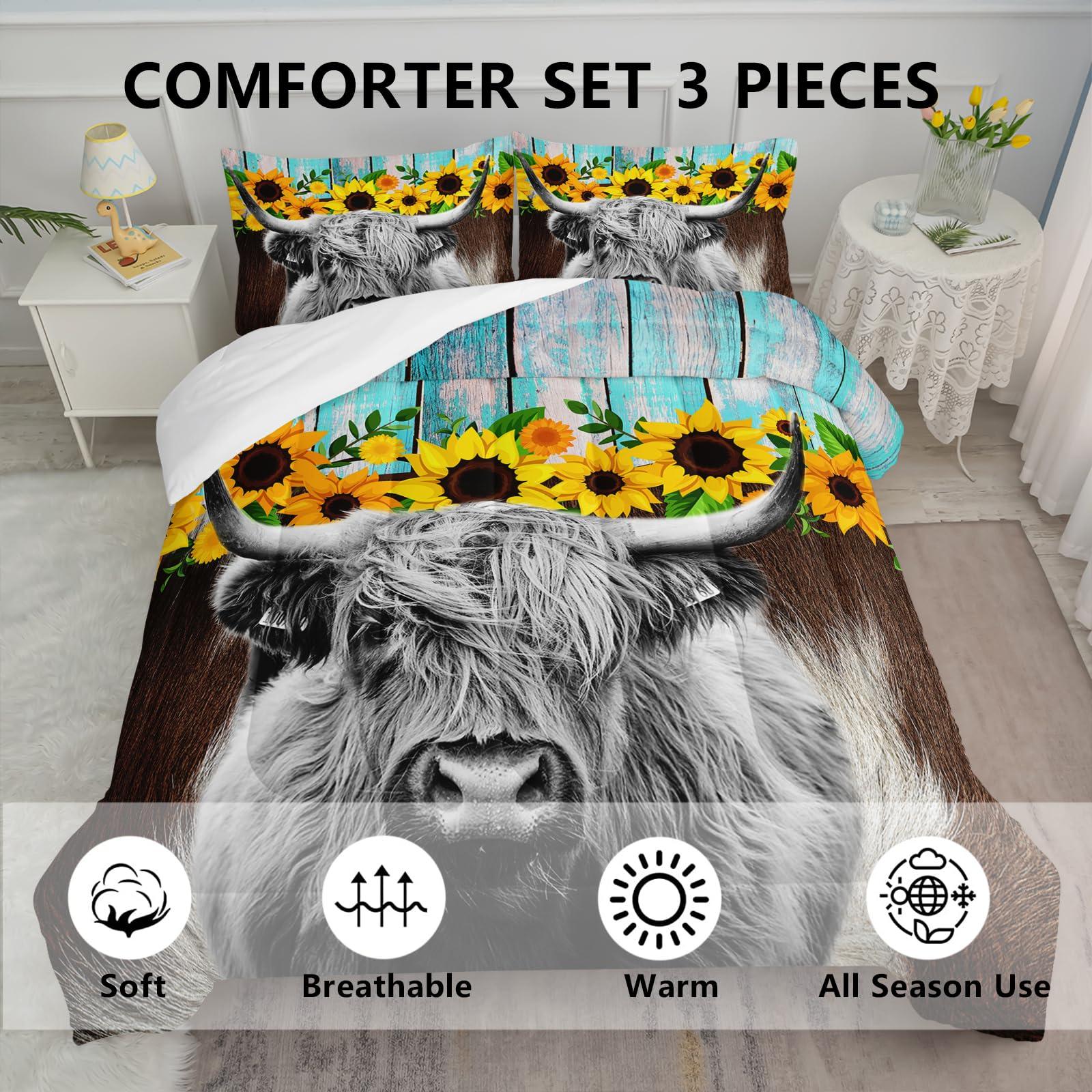 Axolotl Axolotl Sunflower Bedding Set Full,Yellow Sunflowers Comforter Set,Butterfly Bedding Blue Butterflies,Flower Bedding Set,Summer Floral Comforter Set for Girls Kids Teens Adults,1 Quilt 2 Pillowcases
