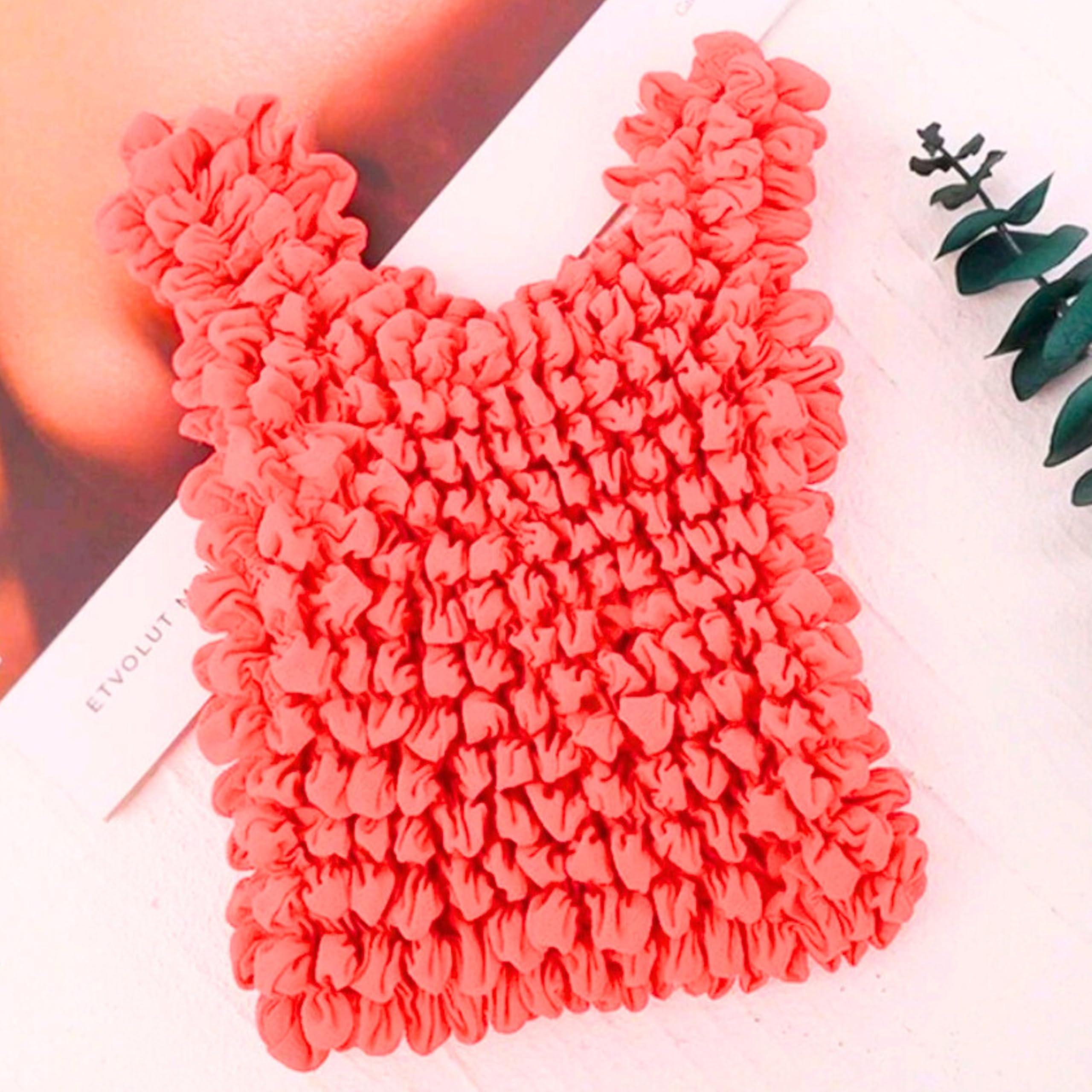 Generic Expandable Shopping Bag, Reusable Grocery Bags, Stretchy Foldable Fabric Bags, Collapsible Pouch, Folding Shrink Totes (Pink-Orange)