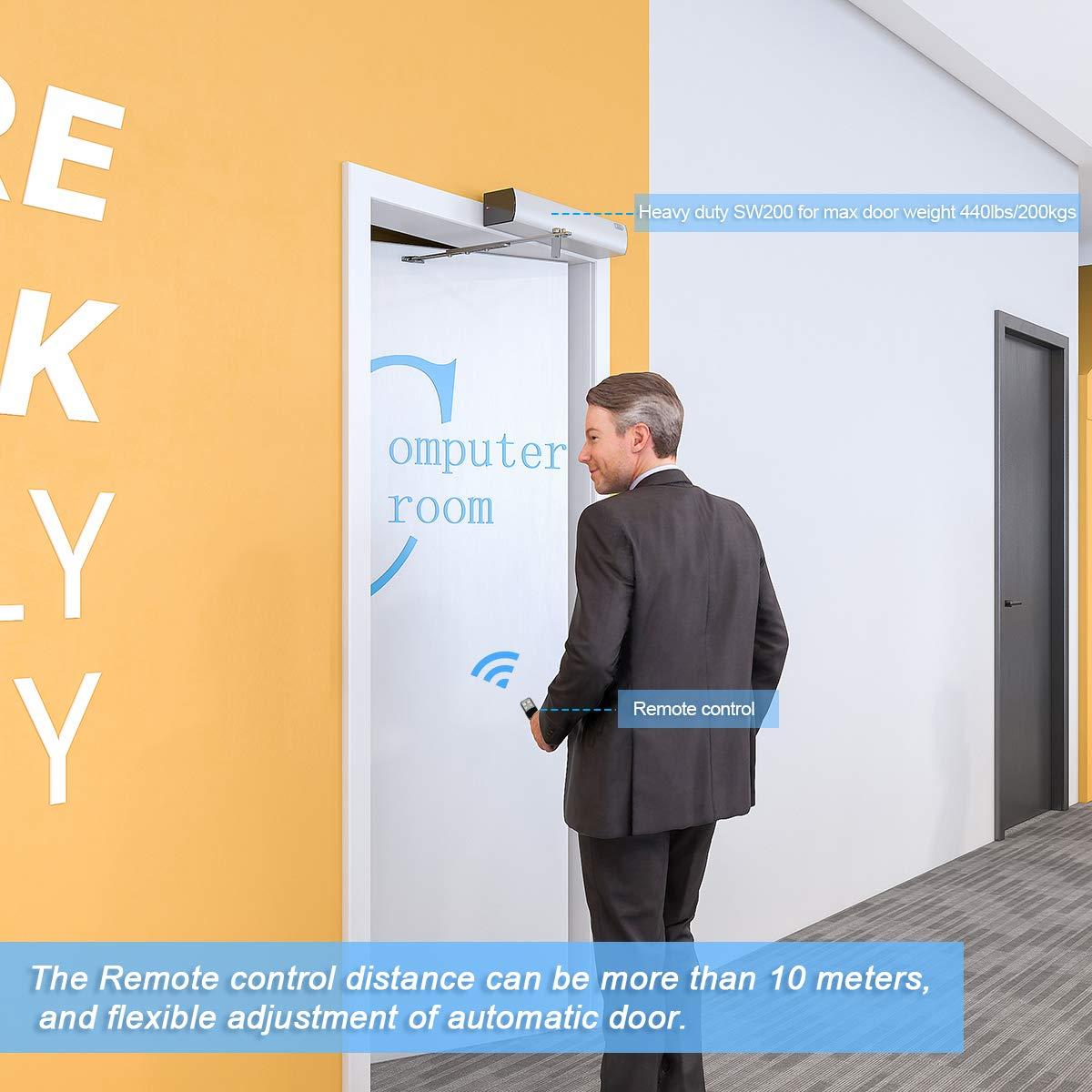 OlideSmart Heavy Duty Handicap Door Opener with 2 Wireless Stainless Steel Push Plate swithes for Disabled, max Door Weight 440lbs