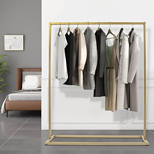 kunghei kunghei 59 Inch Hanging Clothes Rack Metal Garment Rack for Home or Boutique Clothing Store Retail Display Rack, Heavy Duty Gold Clothing Rack Closet Hanging Rod Storage Bar Floor Standing