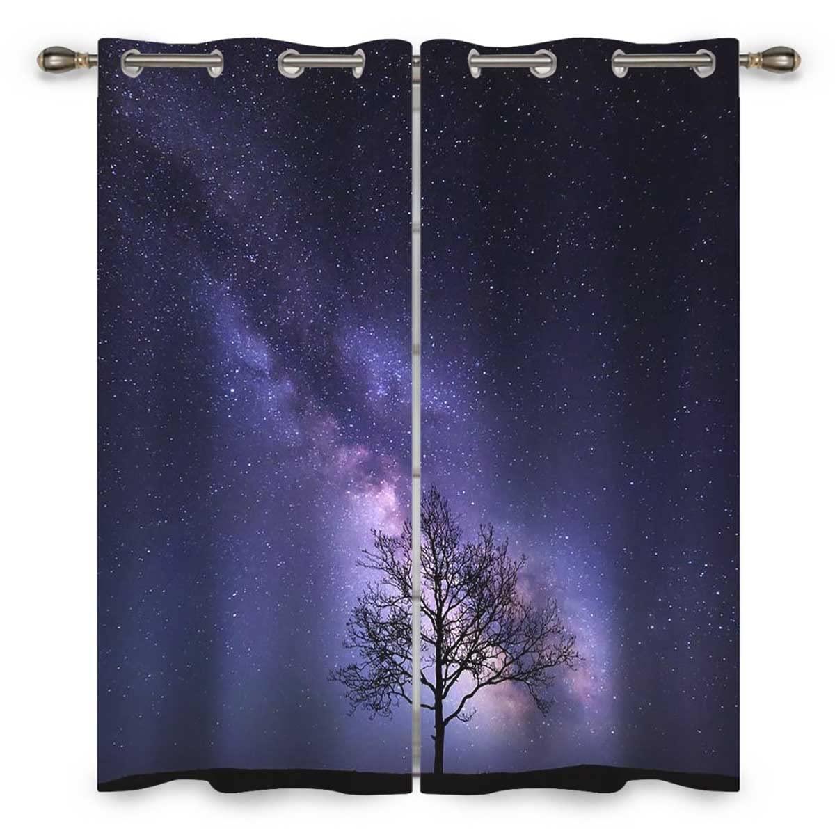 HomeLoft Basics Starry Sky Cortinas Blackout para Habitacion 2 Panels Kitchen Curtain for Living Room (W) 85 X (H) 108 Inches
