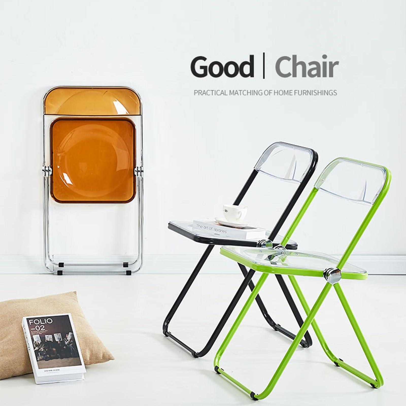 Diodceraic Acrylic Chair,Clear Chair Foldable And Stackable,Acrylic Folding Chair, Transparent Modern Clear Folding Dining Chairs,Transparent Armless Foldable Chair,for Bedroom, Living Room, Dining,Study Room (