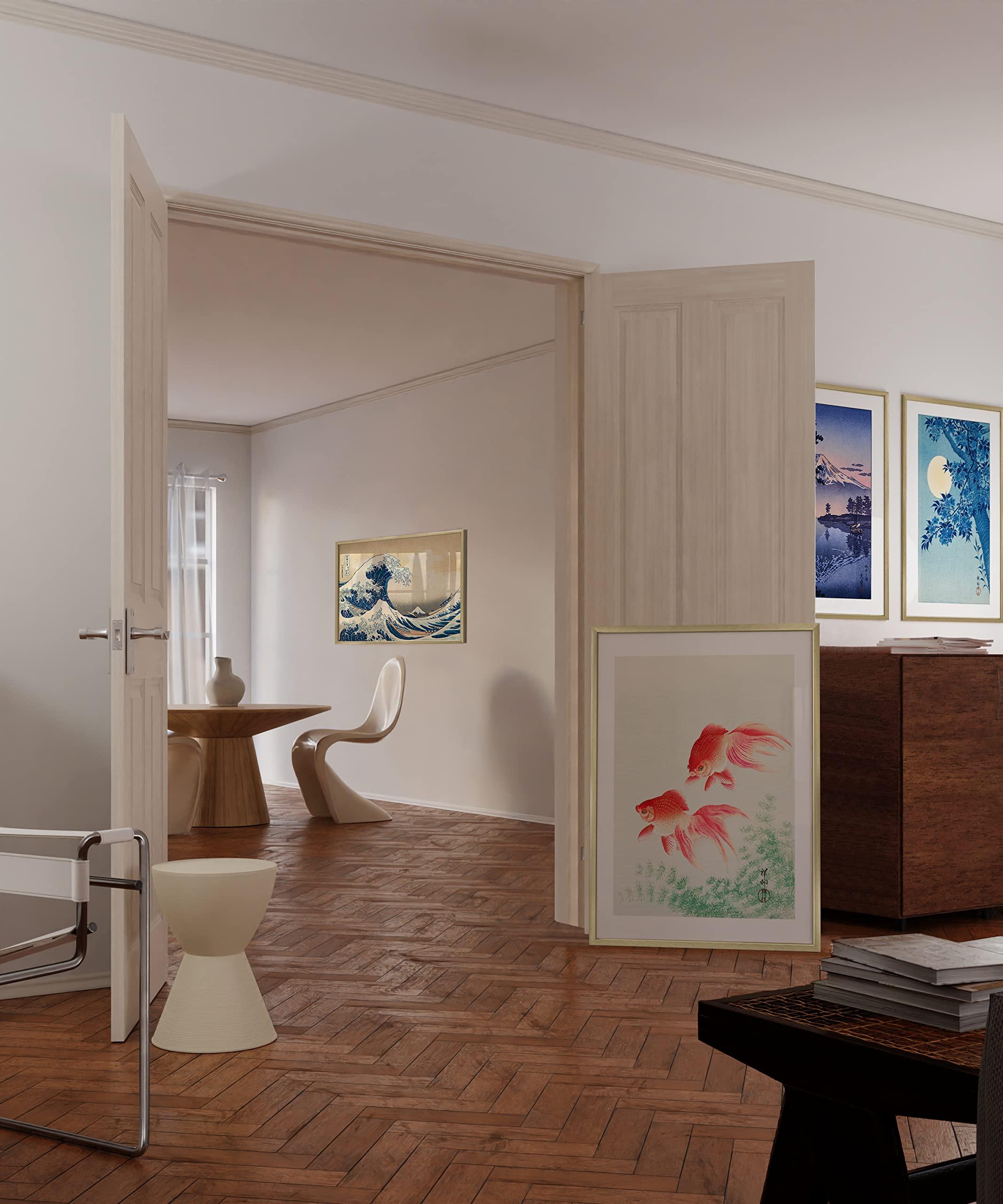 HAUS AND HUES HAUS AND HUES 24x36 Gold Picture Frames - Set of 4 24 by 36 Poster Frames, Large Picture Frames 24x36, 24x36 Poster Frames, Movie Poster Frame 24x36, 24x36 Gold Poster Frame (Gold Aluminum Frames)