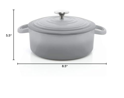 Chantal Chantal Cast Iron Dutch Oven, 3 qt, US Formulated Premium Enamel, Fade Grey