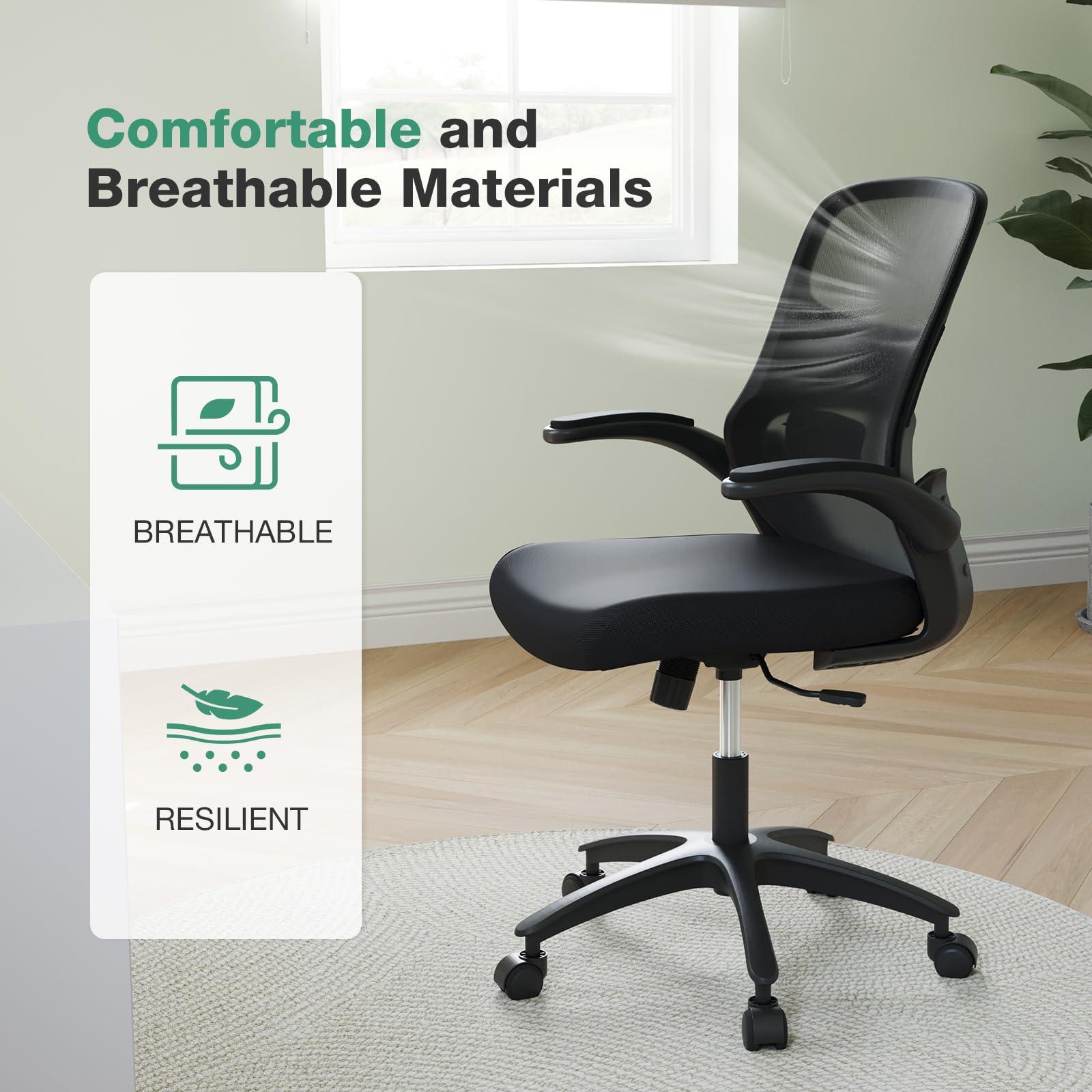 Novilla Novilla Ergonomic Office Chair, Desk Chair Breathable Mesh Office Chair, High Back Mesh Gaming Chair with Flip-up Armrests, Office Chair Ergonomic Desk Chair, Black