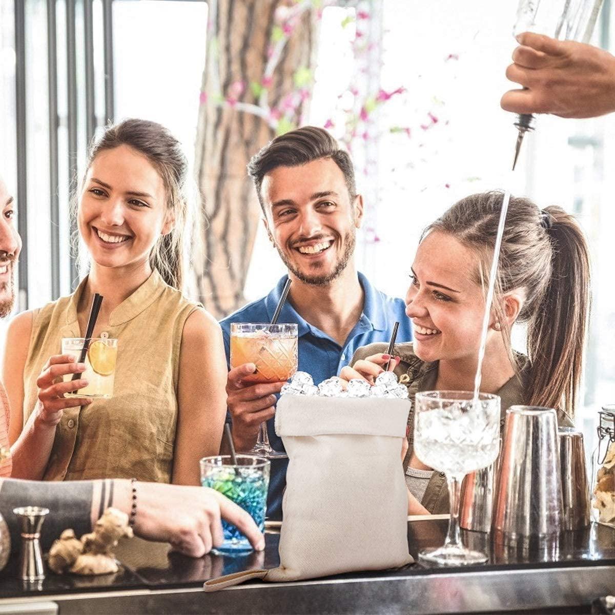 ANPHSIN Professional Lewis Ice Bags with Mallet Set,15.3 8.6 In Reusable Canvas Ice Crusher Bags with Wooden Mallet for Home Kitchen Bar Party Ice Crushing