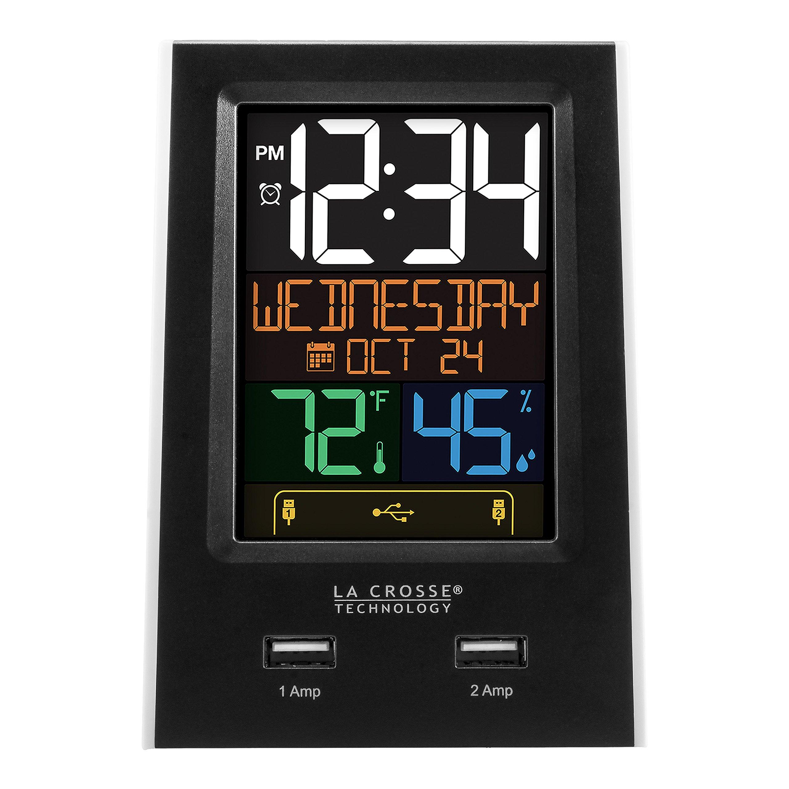 La Crosse Technology La Crosse Technology C86224 Dual USB Charging Alarm with nap Timer, 3.74" L x 2.40" W x 5.24" H, Black
