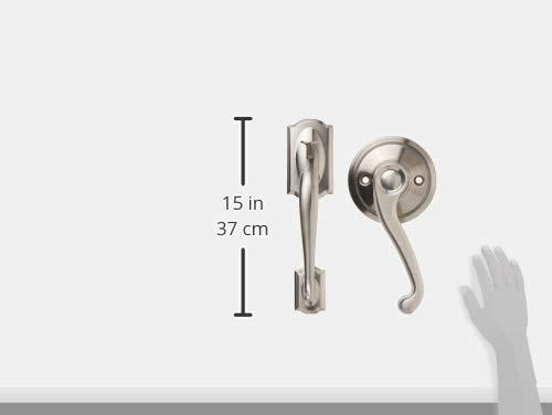 SCHLAGE Schlage FE285 CAM 619 FLA LH Camelot Front Entry Handleset with Left-Handed Flair Lever, Lower Half Grip, Satin Nickel