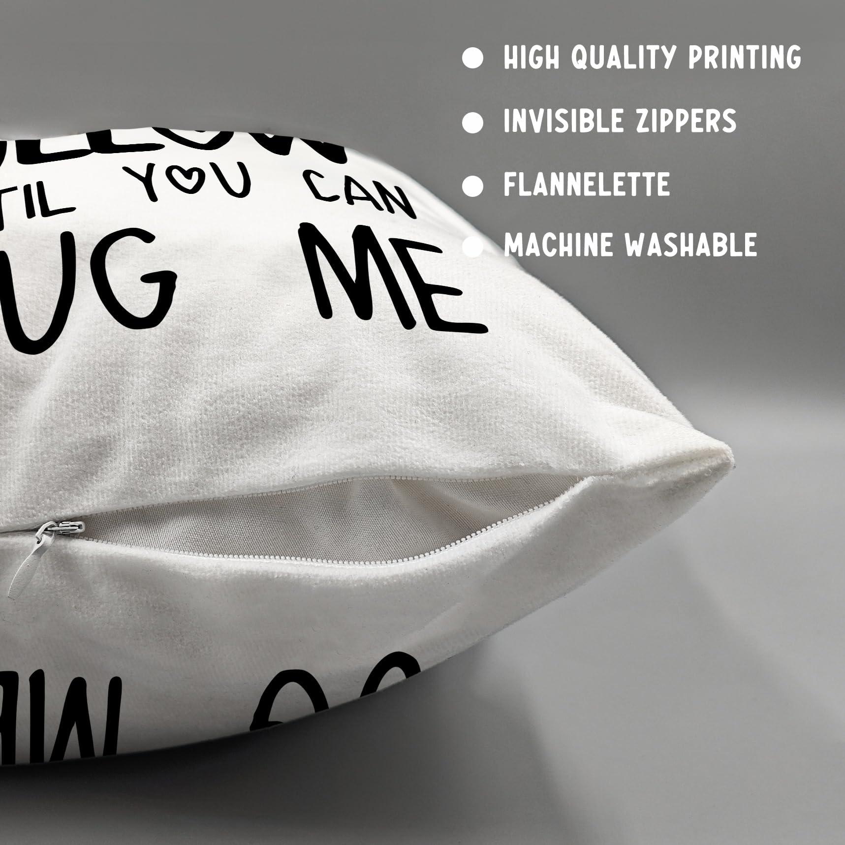 Sufamb Sufamb Hug This Pillow Until You Can Hug Me Throw Pillow Covers Decor, 24\'\' x 24\'\' Pillow case, Boyfriend Girlfriend Birthday GiftsLong Distance Relationships Gifts Valentine\'s Day Gifts(White)