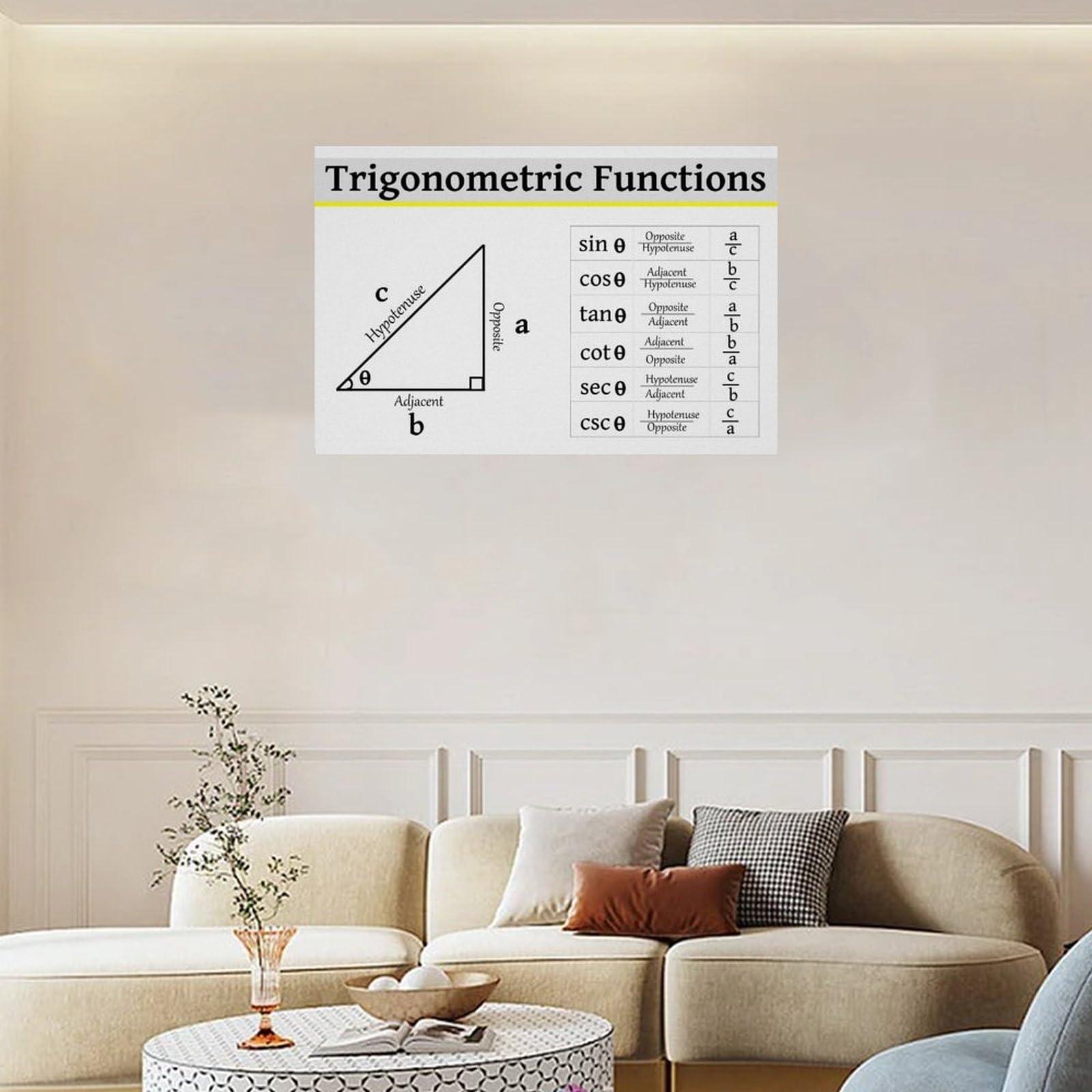 CHENMINGMM Trigonometry Rules Poster Trigonometric Functions Chart And Cheat Sheet Art Poster (3) Canvas Art Wall Poster Printing Office Bedroom Aesthetic Poster Living Room 24x16inch(60x40cm) Unframe-style