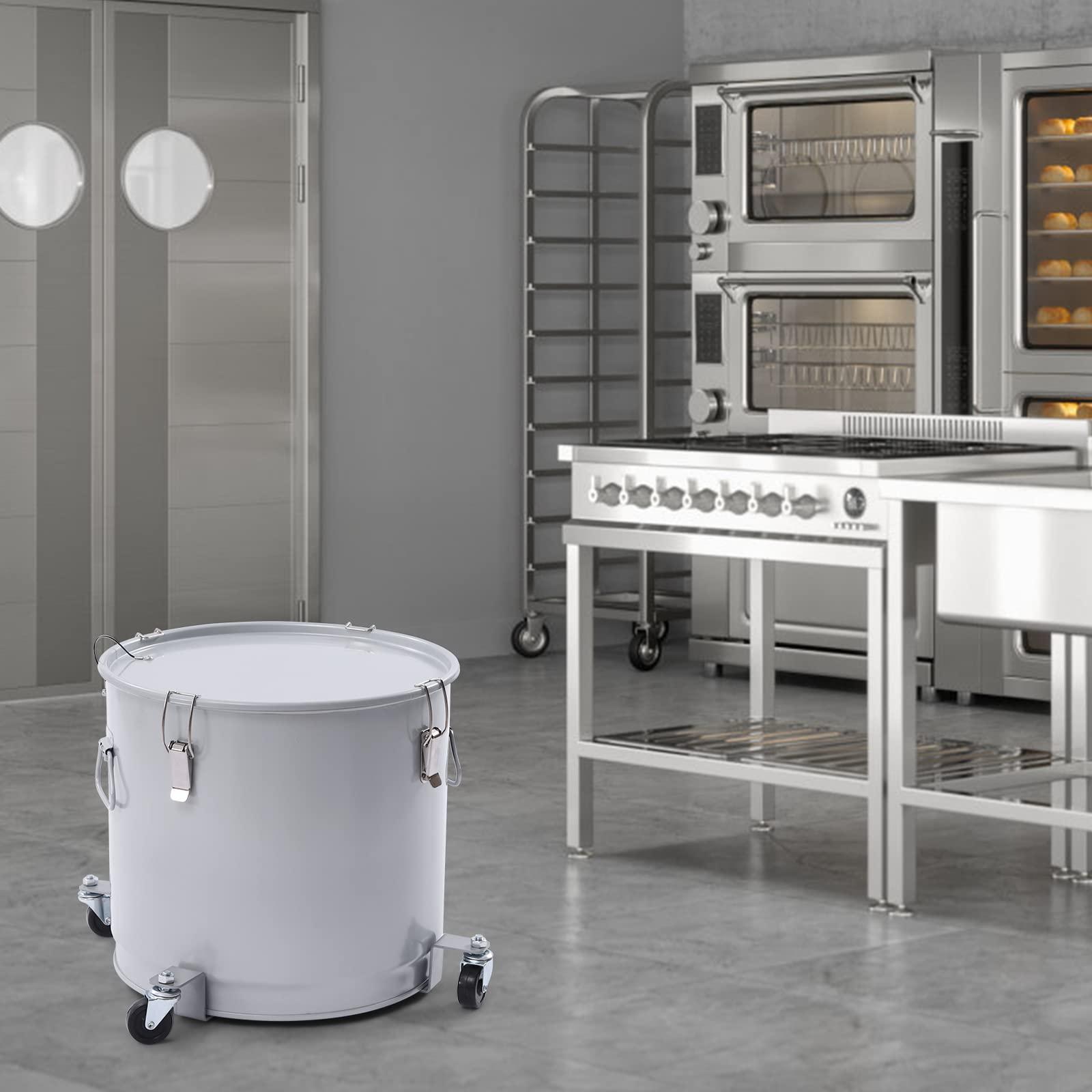 CHALIGHT 40L/10Gal Fryer Grease Bucket Silver Deep Fryer Oil Disposal Caddy Steel Fryer Oil Bucket Bacon Grease Container Oil Container Cooking Oil Filter Oilless Turkey Fryer w/Lid & Filter Bag