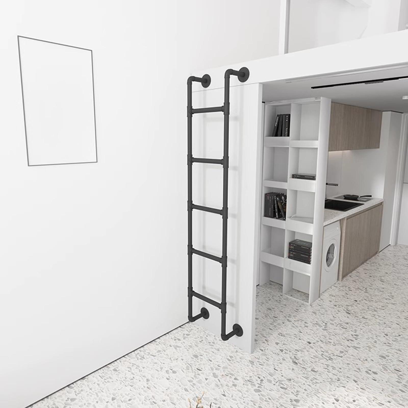 LXLZYXSF Basement Window Well Egress Ladder, Attic / Yard Wall Ladder Wrought Iron, Escape Ladder Bunk Bed Ladder with Screws, 230 220 210 200 190 180 170 160 150 140 130 120 110 100 cm High ( Color : Black ,