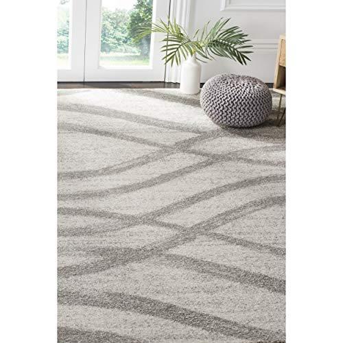 Safavieh SAFAVIEH Adirondack Collection Area Rug - 6\' Square, Cream & Grey, Modern Wave Distressed Design, Non-Shedding & Easy Care, Ideal for High Traffic Areas in Living Room, Bedroom (ADR125C)