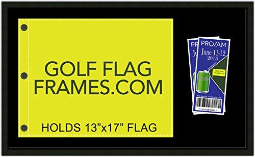 Golf Flag Frames 16x27 Black Golf Flag and Ticket Frame, Moulding blk-001, Reversible Green-Black Mat (holds 13x17 Masters Golf Flags; flag-tickets not incl)
