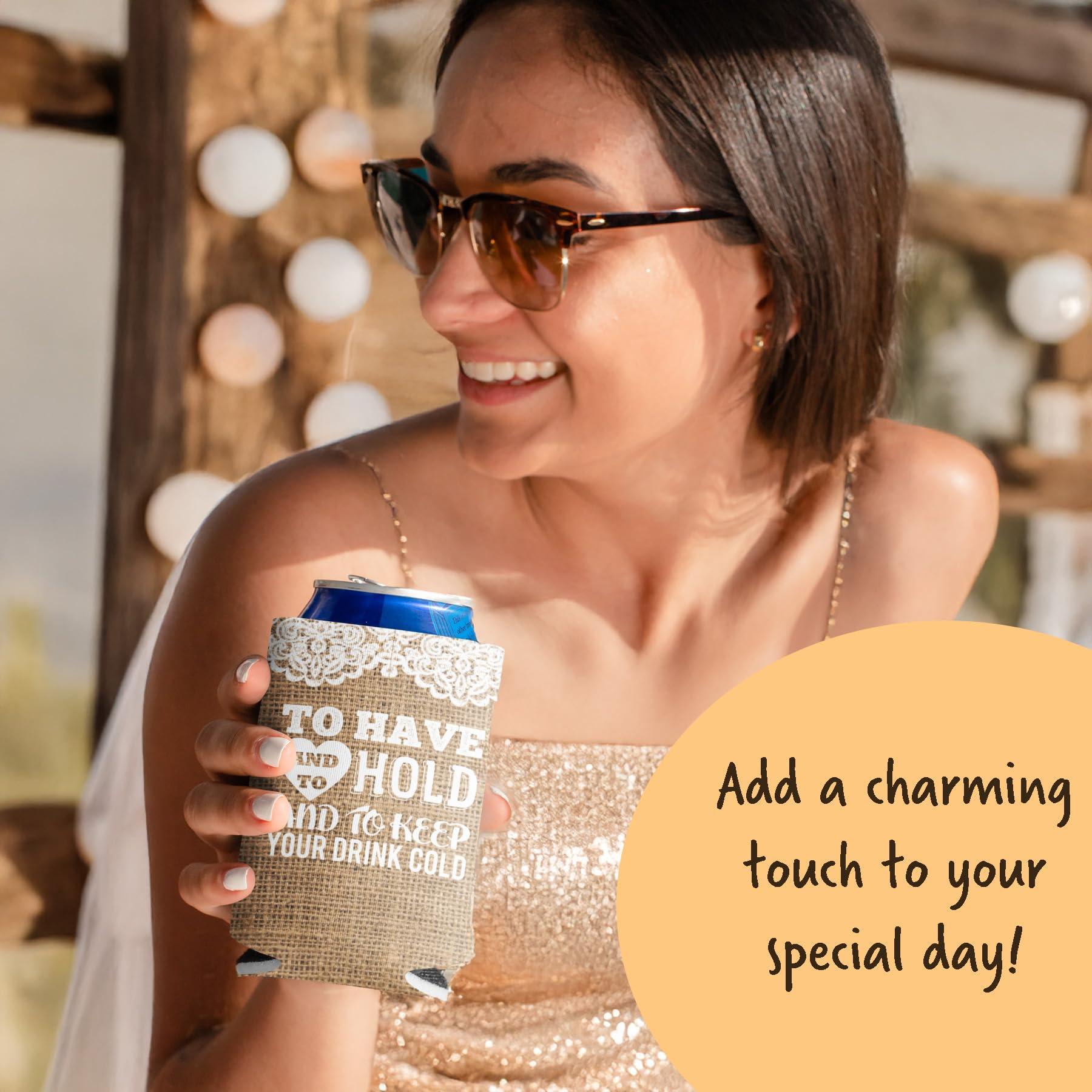 VictoryStore VictoryStore Can and Beverage Coolers: Custom Rustic Burlap To Have And To Hold Wedding Can Coolers (50)