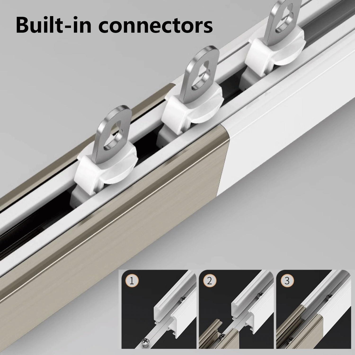 Bcofo Ceiling Curtain Track Set Black Wall Mount Curtain Rail Track System with Roller Hooks and Hardware Room Divider Curtain Rod or Wall with Rolling Hooks(White,2.2m(7.2ft))