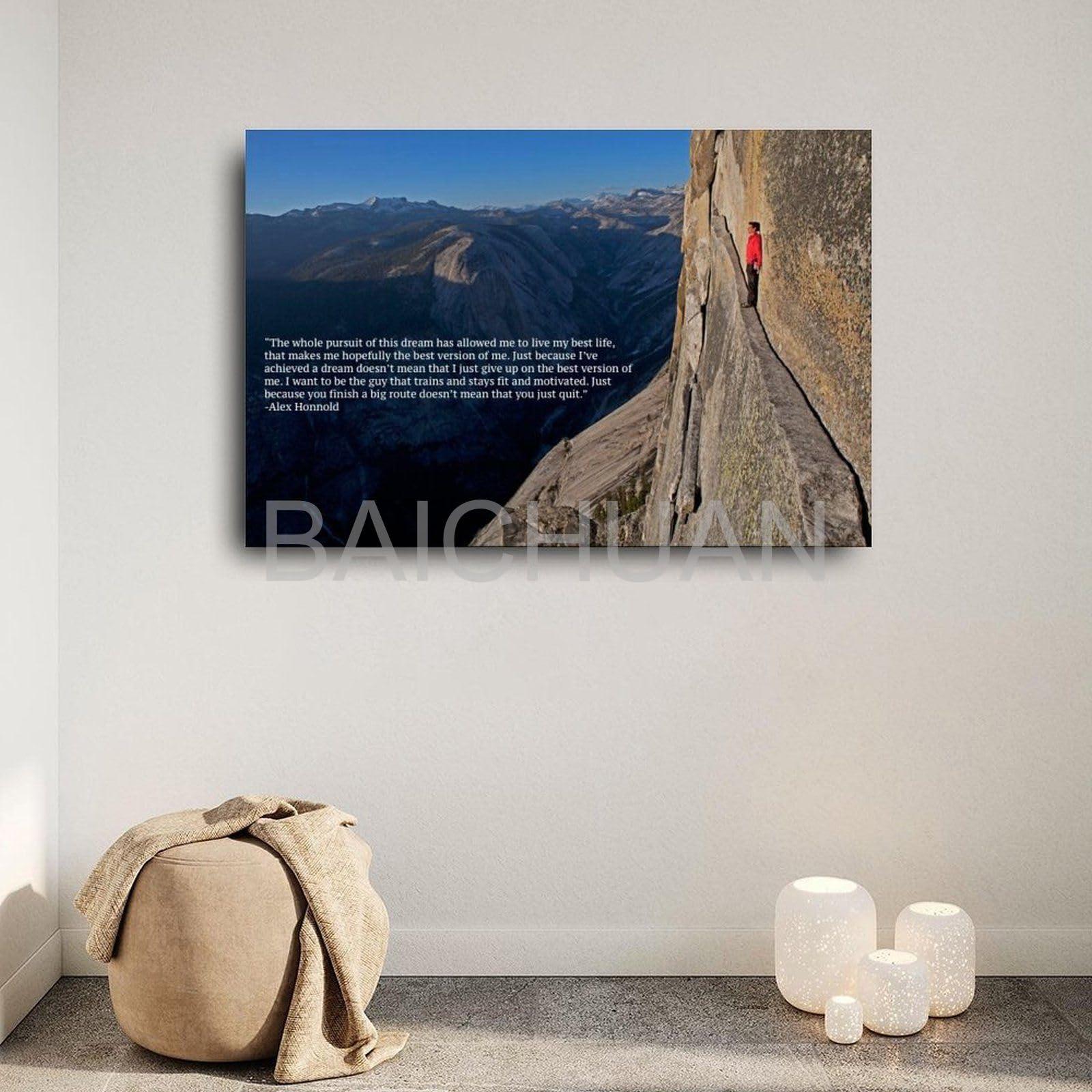 TRHBNNI TRHBNNI Alex Honnold Motivational Quote Poster Canvas Painting Posters And Prints Wall Art for Living Room Bedroom Decor 30x20inch(75x50cm)