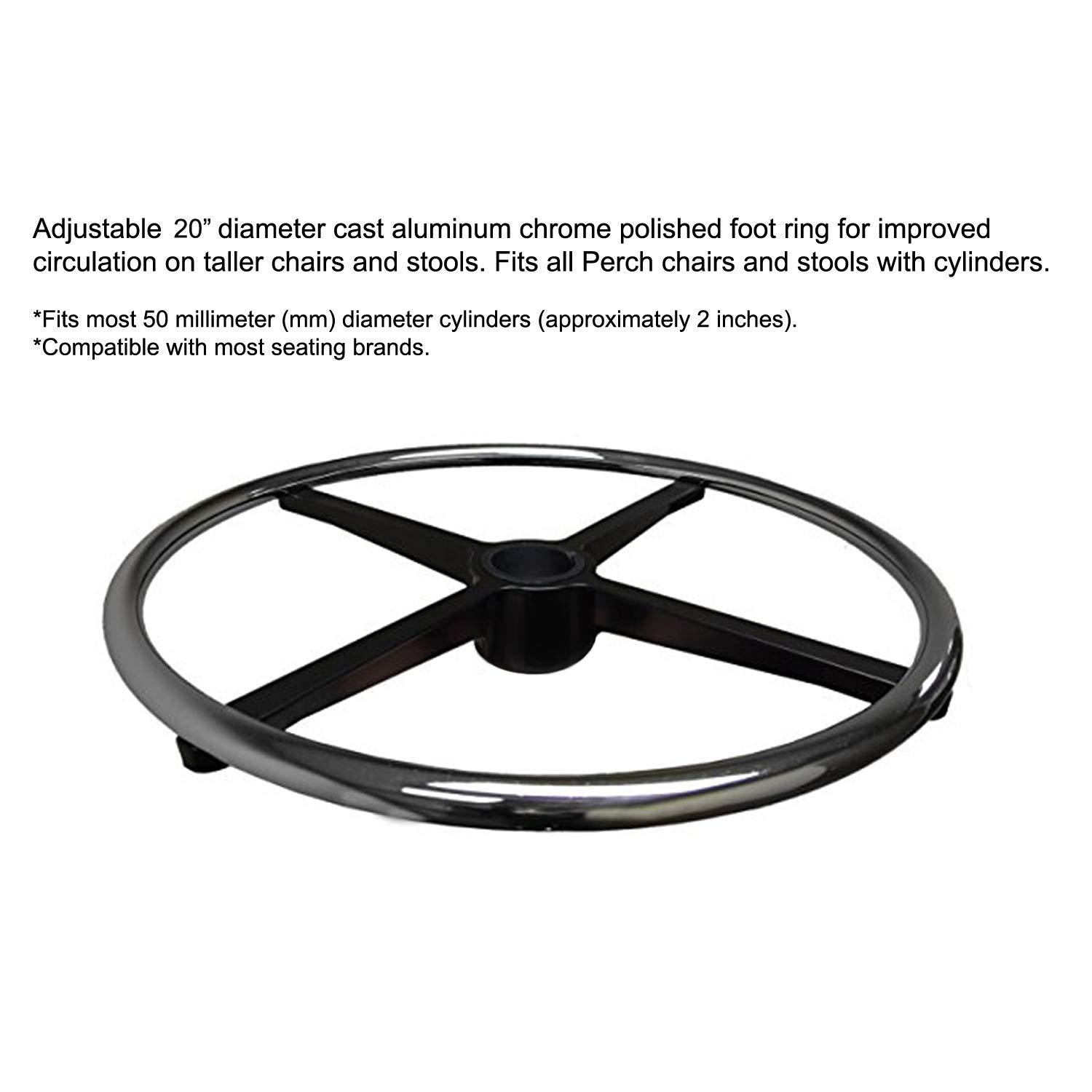 Perch Chairs & Stools Perch Clean Room Ergonomic Industrial Chair with Handle, Footring and Stationary Caps, Workbench Height