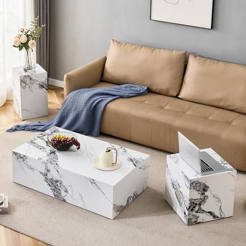 YiaFurio YiaFurio Cube End Table Wood Grain,Modern Side Table for Living Room,Contemporary Nightstand Table Sofa Table for Home,No Assembly