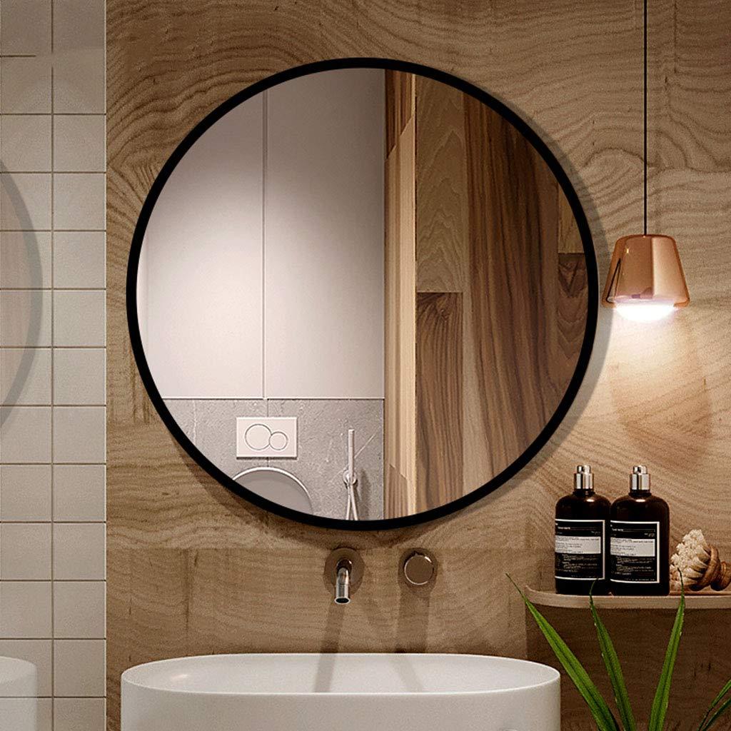LAXF-Mirrors Modern Large Round Mirror, Round Wall Mirror, Circle Metal Framed Mirror, Home Decor Mirror, Black Mirror for Bathroom, Living Rooms, Entryways