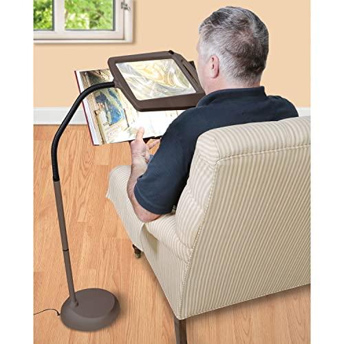 daylight24 daylight24 402039-BRNZ Full Page 8 x 10 Inch LED Illuminated Floor, Bronze Magnifier Lamp