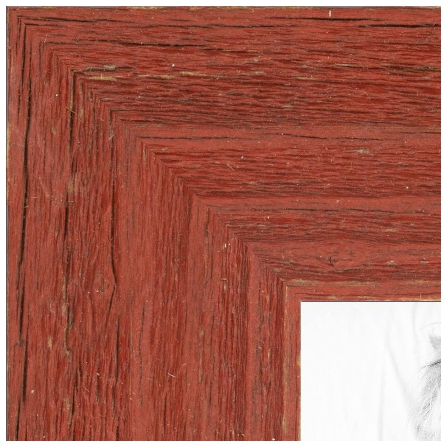 ArtToFrames ArtToFrames 20x45 Inch Red Picture Frame, This 2.50 Inch Custom Wood Poster Frame is Real Reclaimed Red Barnwood 2.5 Inch, Great for Your Art or Photos - Comes with Economy Acrylic