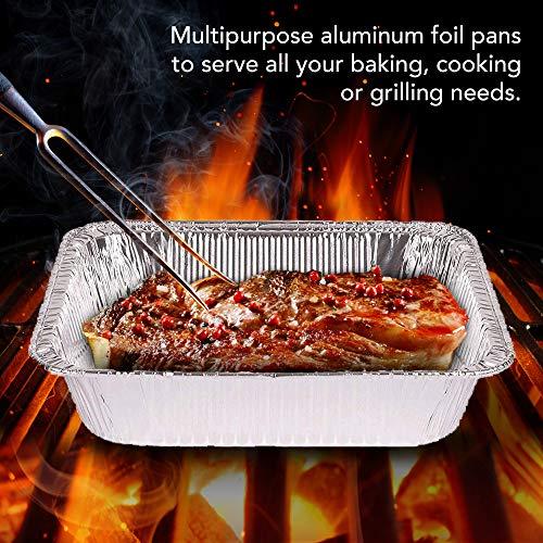 Stock Your Home Aluminum Pans 9x13 Disposable Foil Baking Pans (100 Pack) - Half Size Steam Table Deep Pans - Tin Foil Pans Great for Cooking, Heating, Storing, Prepping Food