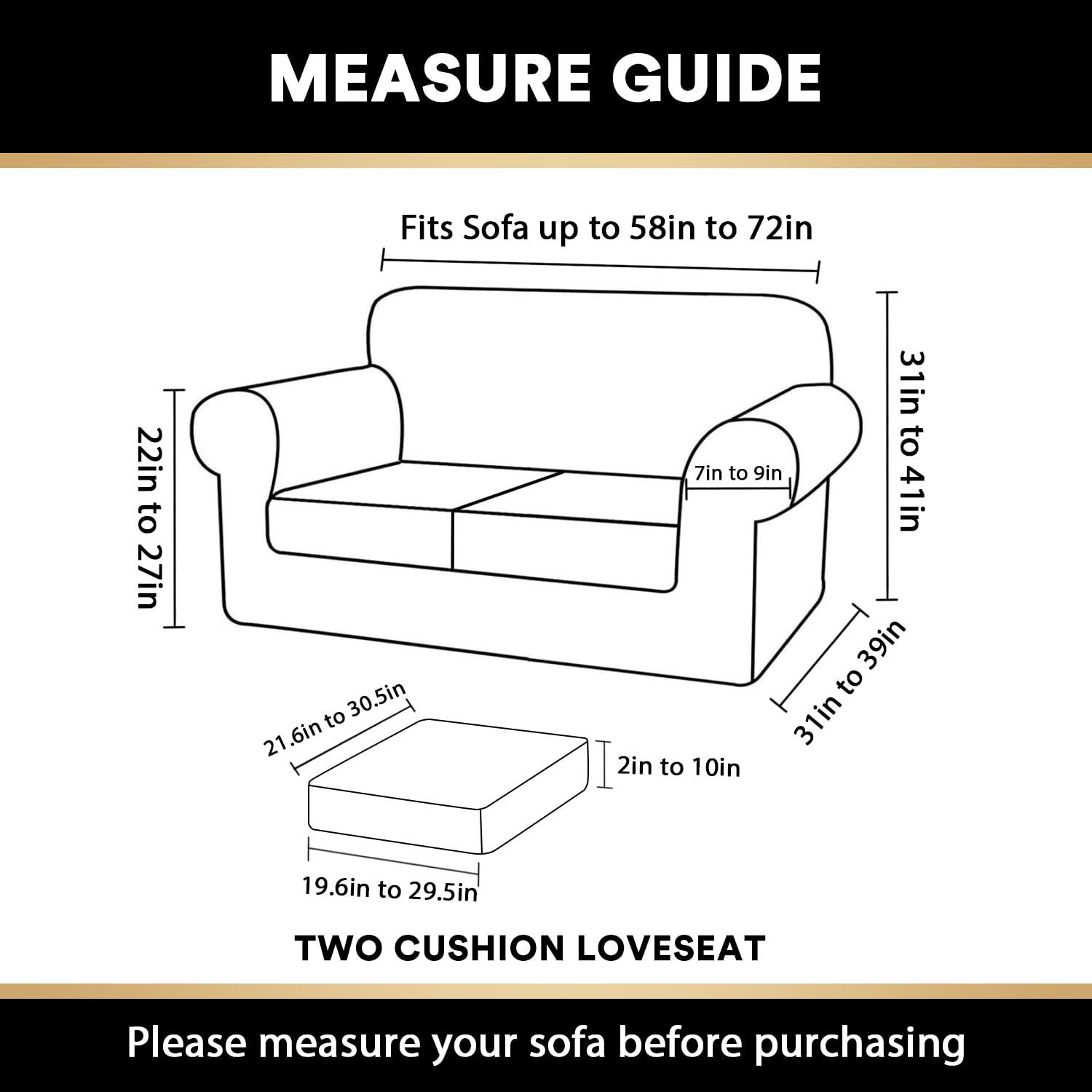 PrinceDeco PrinceDeco 3 Pieces Couch Covers Soft Velvet Couch Covers for 2 Cushion Sofa Loveseat Covers Width Up to 72 Inch Anti Slip Love Seat Furniture Protector, Machine Washable(Medium, Seagrass)
