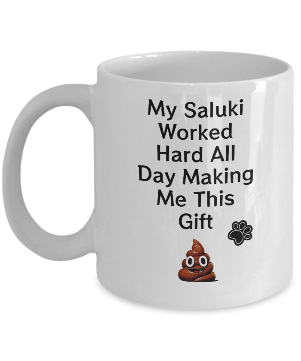 Gearbubble Saluki Coffee Mug, Gift For, Dog Dad, Dog Mom, Dog Owner, Dog Lover, Puppy Parent Present, Dog Poop, Dog Pooping Cup, Doo Doo
