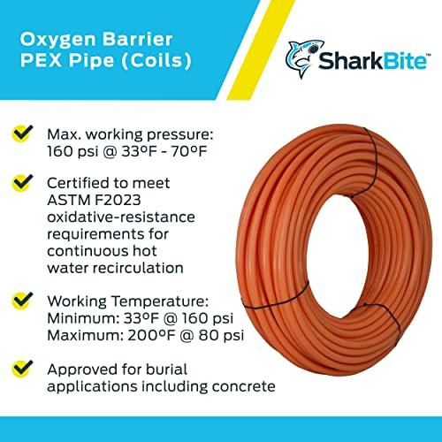 SharkBite SharkBite 3/4 Inch x 300 Feet Orange PEX Pipe, Oxygen Barrier Flexible Water Tubing for Radiant Heating, U870O300