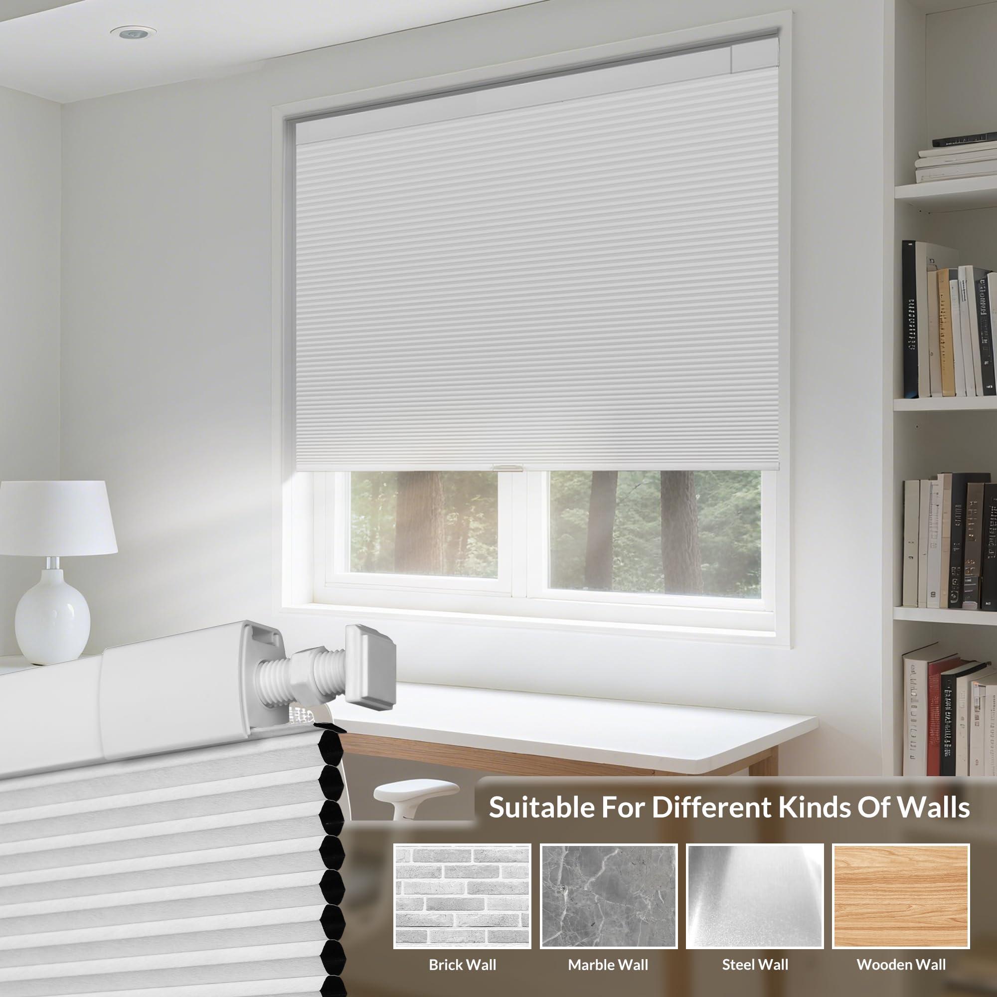 Boolegon Boolegon No Drill Blinds for Windows Blackout Cellular Shades Cordless No Tools Honeycomb Pull Down Blinds Easy Install No Screws Cellular Blinds for Door, Home, Black, 29" W x 78" H